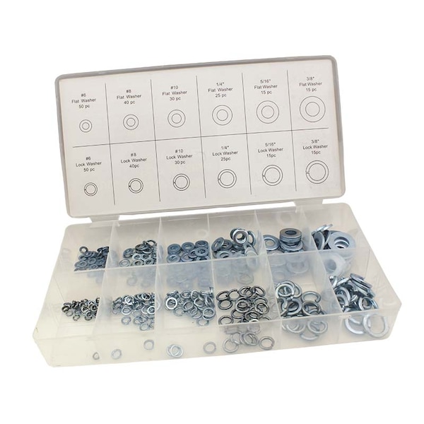 Huyett Lock & Flat Washer Assort 350pc DISP-LWFW350 - main